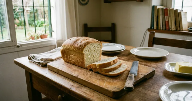 Pan casero — Pan casero de miga tierna y corteza dorada, con la técnica básica de levado en dos tiempos.