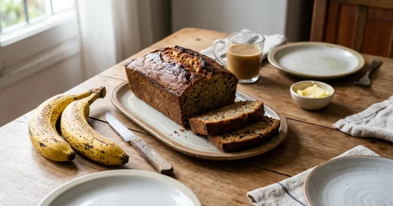 Pan de banana — La mejor forma de aprovechar bananas muy maduras: budín húmedo y aromático, sin batidora.