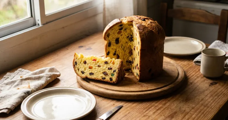 Pan dulce — Pan dulce esponjoso con frutas abrillantadas y pasas, la receta de fin de año hecha en casa.