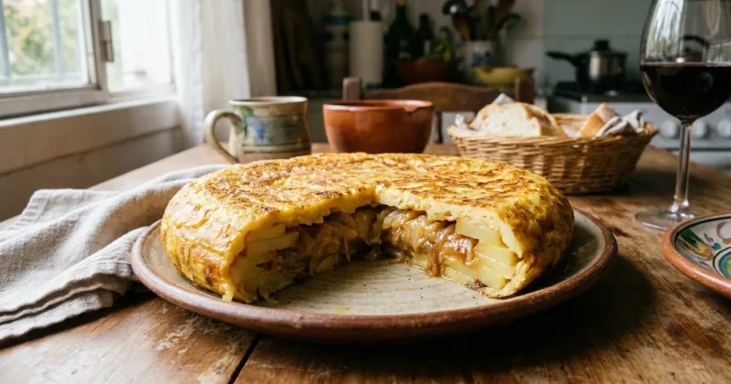 Tortilla de papas — Tortilla española de papa y cebolla, jugosa por dentro, con la técnica para darla vuelta sin miedo.